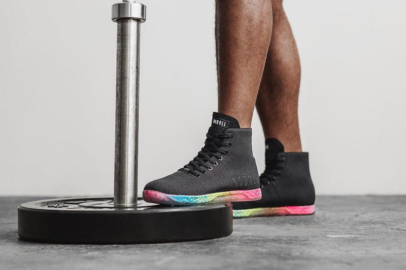 Black Nobull High-Top Neon Glitch Men's Trainers | CA P1470J